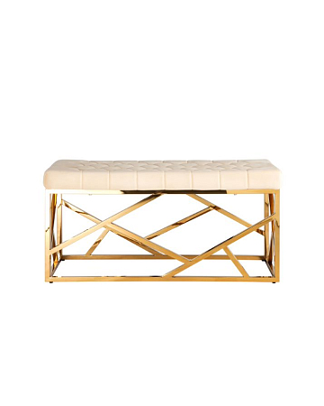 Банкетка-скамейка АРТ ДЕКО вельвет бежевый сталь золото Банкетка-скамейка АРТ ДЕКО вельвет бежевый сталь золото